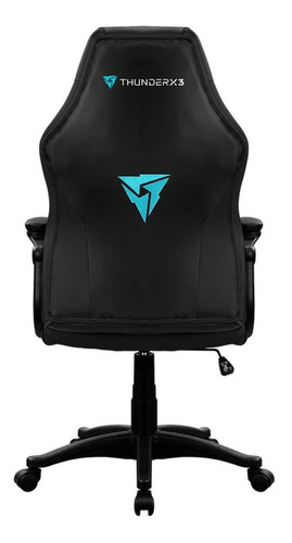 Silla de escritorio ThunderX3 EC1 gamer ergonómica negra con tapizado de cuero sintético