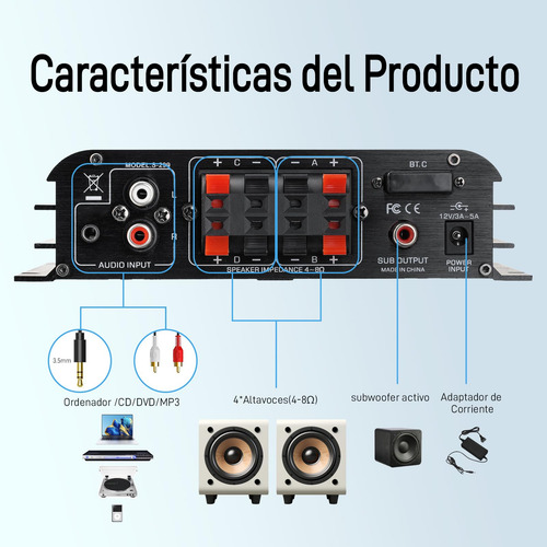 Amplificador De Audio Audishako S-299 4.1 Canales Bluetooth
