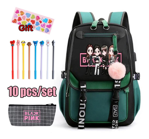 10pcs Para Coreano Bts Youth Backpack Set Bts Figura Juguete 