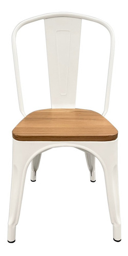 Sillas Tolix Blanco Mate C/madera Clara X2