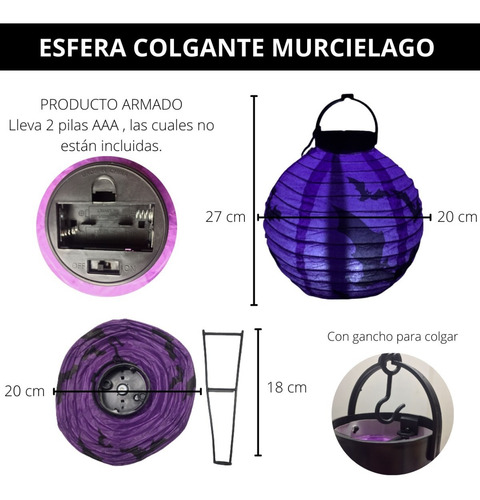 Imagen 5 de 10 de Esfera X 4 Colgante Led Halloween Luminosa Guirnalda