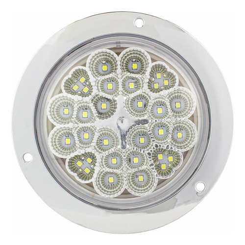 1 Plafón Redondo Blanco Bisel Cromado 12-24 Volts Tunelight