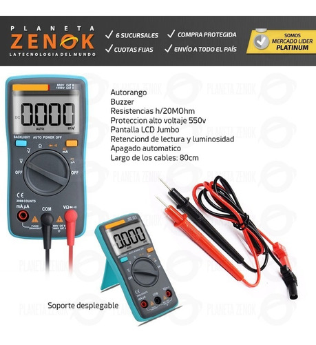 Multimetro Digital Profesional Lcd Luz Operario Electricidad Tester