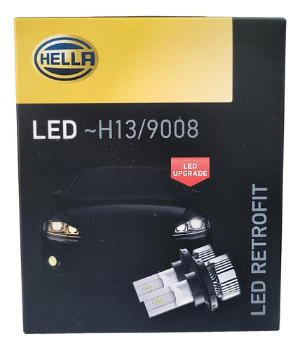 Foco Led H13 (9008) Hella Retrofit 6500k 200%+luz 12v 21w H13 Gris Blanco Frío