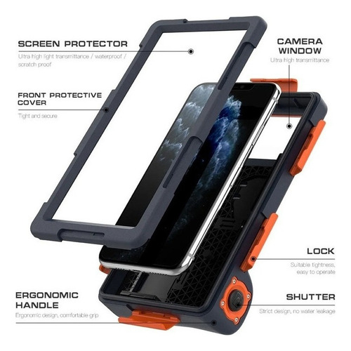 Zj Capa De Telefone Subaquática Impermeável Shellbox Com