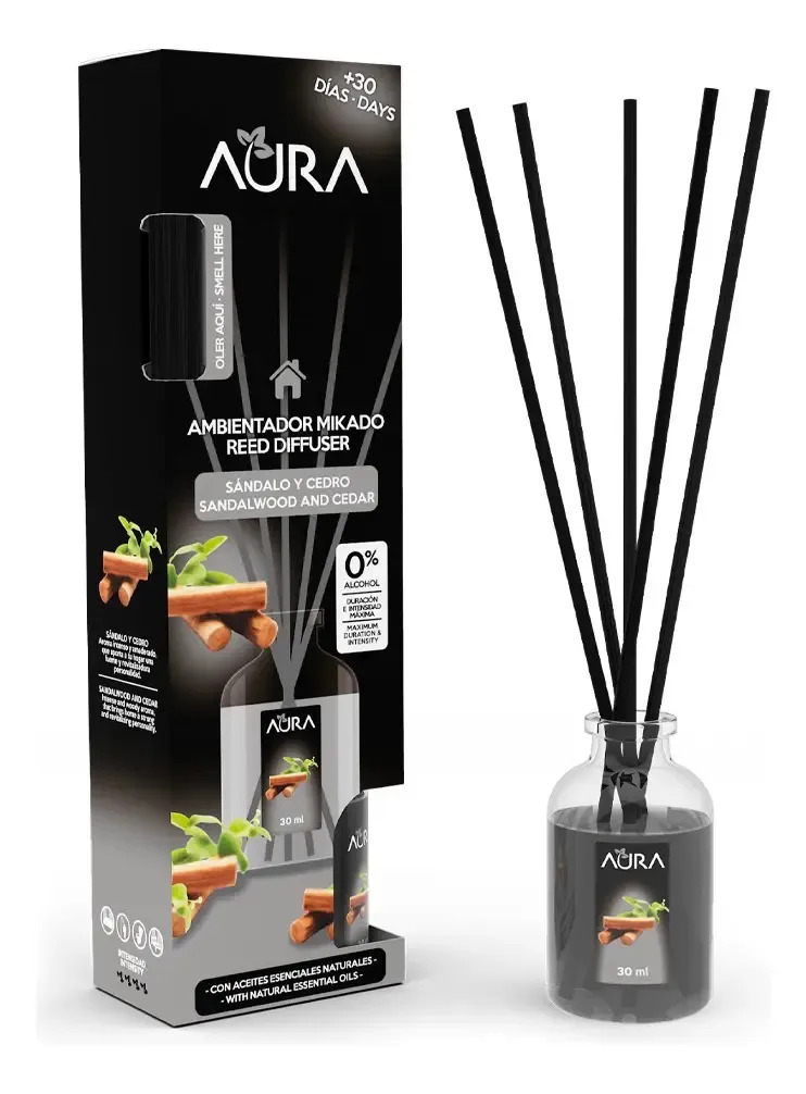 Aura 4Pack Mikado Aromatizante Ambiental Sandalo Cedro 30ml