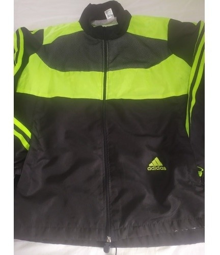 Campera Deportiva adidas 100% Algodón Negro Y Fluo S O M