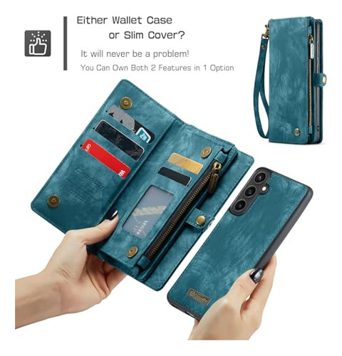 Funda Cartera Para Galaxy S23 Fe Azul 6.4 PuLG Piel Sinte -3