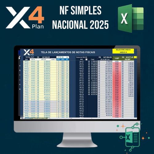 Planilha Cálculo De Imposto Simples Nacional Controle Nf Pj