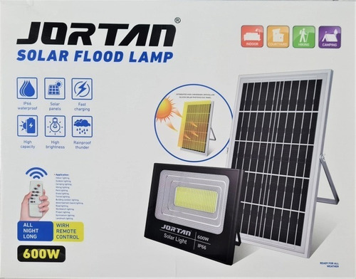 Imagen 2 de 3 de Reflector Led Recargable Panel Solar 600w Extra Potente Ip66