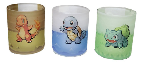 Tazas De Vidrio Esmerilado Pokemon Iniciales Primera Generac