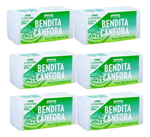 Bendita Cânfora Estojo 28g Kit Com 6 - Pastilha Odorizante