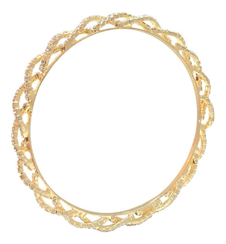 Brazalete Pulsera 7cm Oro 14k Laminado Trenza/circonas #21