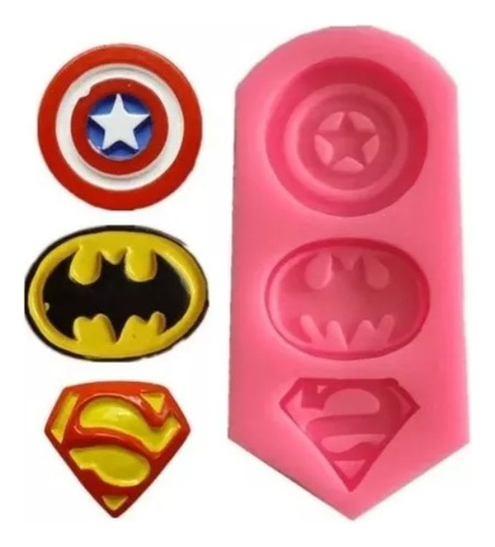 Molde Silicona Logo Chocolate Masa Superheroes  5x3 Cotillon