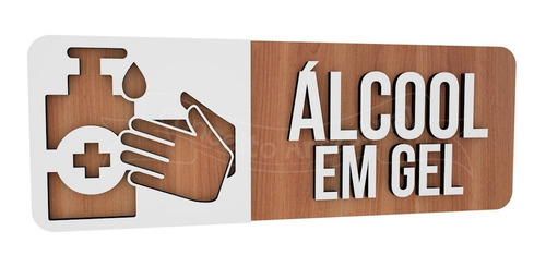 Imagem 1 de 4 de Placa De Sinalização Álcool Gel Higiene Contra Doenças Mdf
