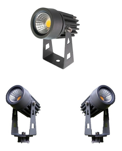 Mini Estaca Spot 3w Led Cob Cálida Aluminio Gris Exterior Q3