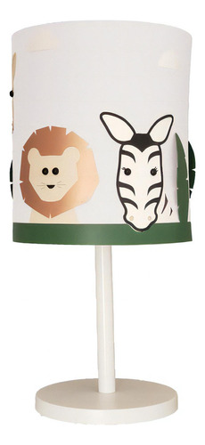 Abajur Infantil Safari Cúpula Tecido 20x42 Cor Da Estrutura Base: Branca Cor Da Cúpula Branco