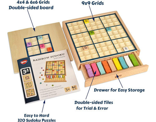 Sudoku En Madera Con Libro De Puzzles Fáciles A Difíciles