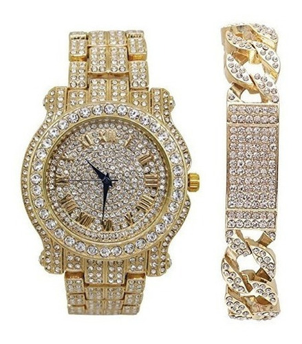 Reloj Rapero Bling-ed Out Hip Hop Luxury Para Hombre W