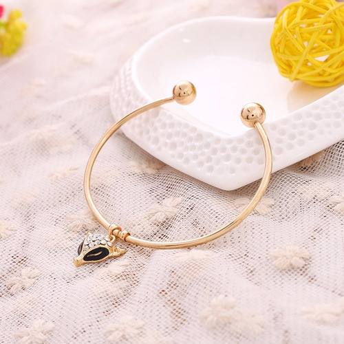 Pulseira Cuff Aberta Moderna Raposa Luxo Cristal Strass 3d