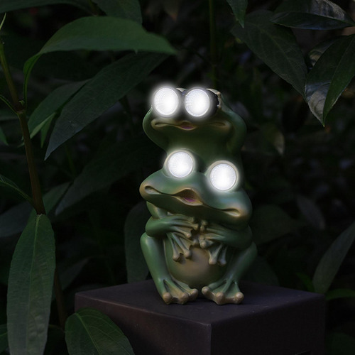 Figurita De Animales De Resina, Luces Led, Rana 9x9x17cm