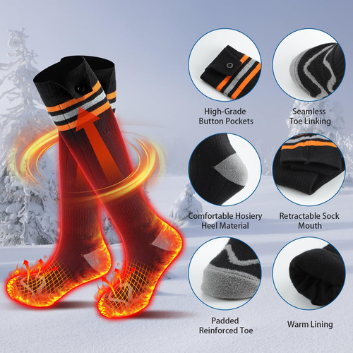 Calcetines Calentadores Eléctricos 5000mah Para Hombre Mujer Negro&gris