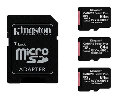 Pack X3 Memoria Microsdxc Kingston Canvas Select Plus 64gb