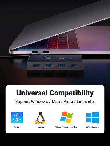 Usb Hub Switch 3.0 4 Puertos 2 Entradas Y 4 Salidas