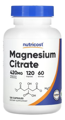 Nutricost Citrato De Magnesio 210 Mg 120 Capsulas Sabor Sin Sabor