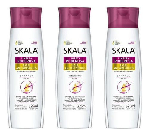 Shampoo Skala Antiresiduos 325ml - Kit Com 3un