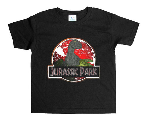 Remera Negra Niños Dinosaurios Jurasico R26