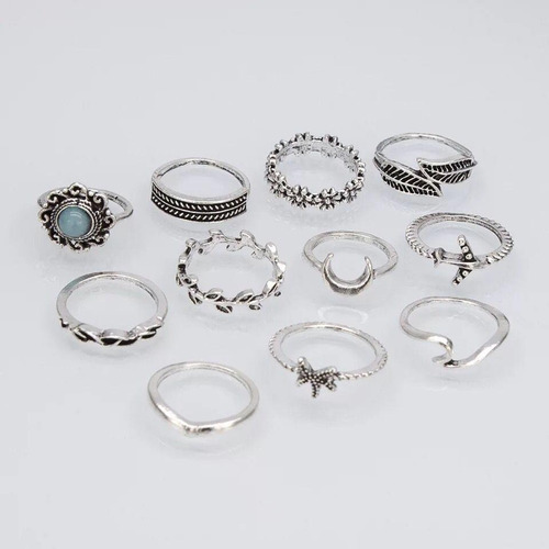 Imagen 5 de 5 de Set De Anillos Bohemia Manicure Yoga Mano Fátima Mandala