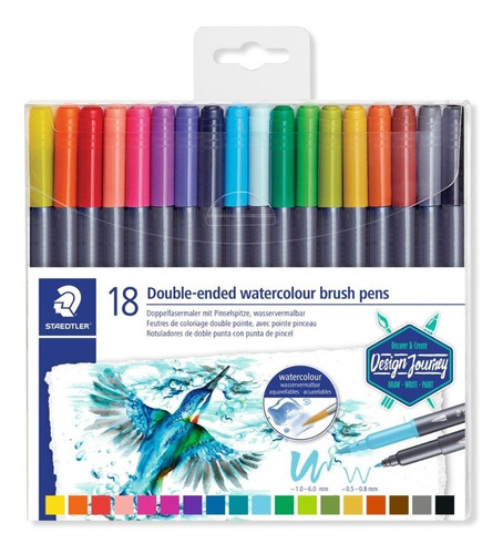 18 Marcadores Staedtler Watercolour Doble Punta Acuarelables