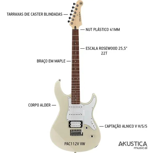 Guitarra Yamaha PAC112V VW Vintage White Startocaster | Frete grátis