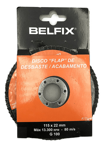 Disco De Lixa Flap 4.1/2 115mm Grão 100 P/ Lixadeira 20 Unid