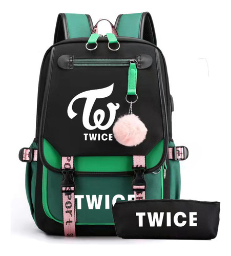 Mochila Twice Con Puerto De Carga Usb Periférico + Estuche