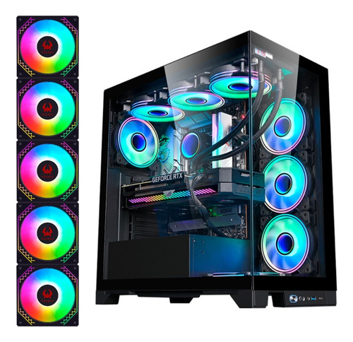 Gabinete Kronos Prisma Pro Black Atx, Vidrio, Con N Coolers