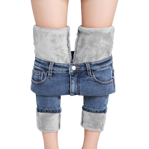 Calas Jeans Femininas Quentes Elastic Pelucia Winter [u]