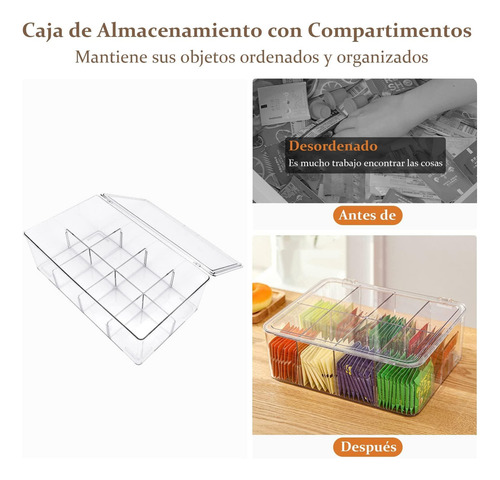 Caja Almacenamiento Bolsas De Té Con Tapa, Caja Organizadora