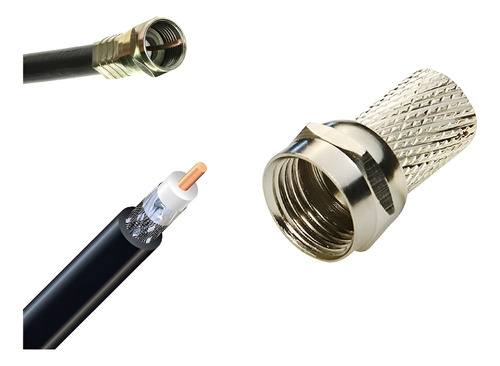10 Conector F Rg6 Coaxial Tdt Terminal Tv Digital Antena
