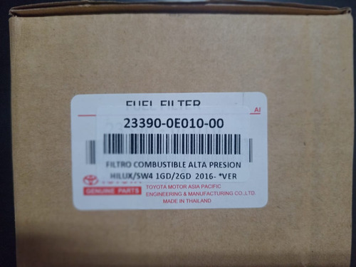 Filtro De Combustible Alta Presión Hilux/sw4 1gd/2gd 2016