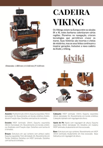 Cadeira de Barbeiro Reclinável Viking - Cadeira de Barbeiro Reclinável  Viking - Kixiki