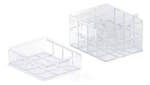 Caixa Organizadora Bisotê 8 Divisórias 18x15x10 Cm Cristal