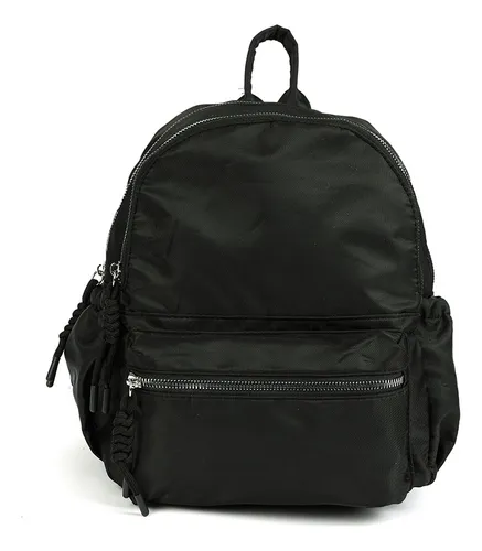 Mochila Canva Modelo Hydra De Nylon Varios Bolsillos 30582 Negro Liso