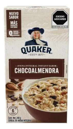 2 Pzas Avena Quaker Instant Chocoalmendra 240 G