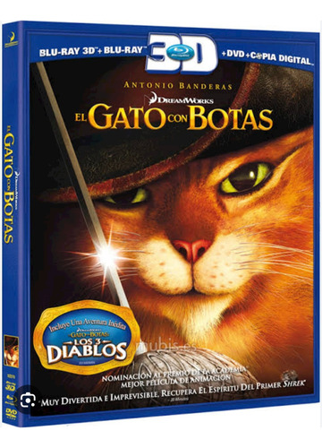 El Gato Con Botas En Disco Bluray 3d Alta Definición Full 