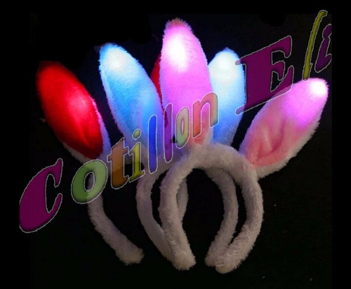 Cotillon. Vinchas Luminosas Oreja Conejo Peluche 3 Unidades