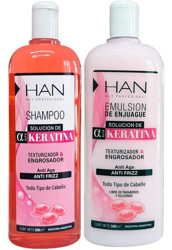 Han Shampoo + Acondicionador Solucion De Keratina X 500 Ml