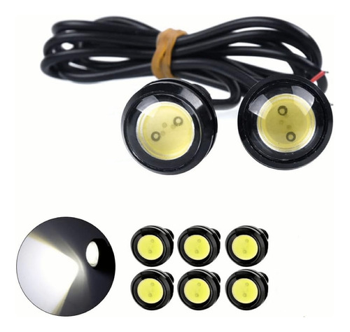 6pz Faros Ojo Aguila Focos Led Motor Scooter Niebla Drl 23mm