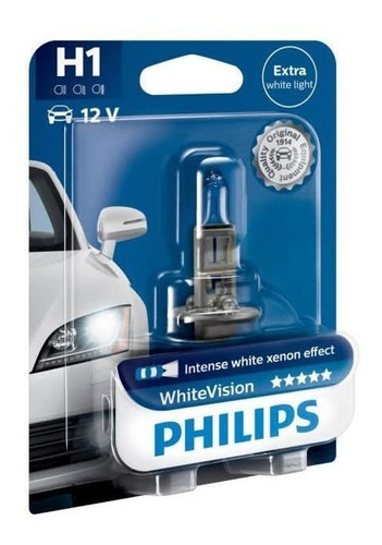 Lampara Philips 12v 55w H1 White Vision 60% + Luz